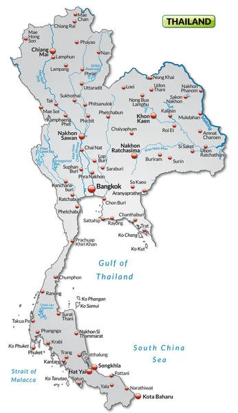 La carte de Thaïlande — Image vectorielle