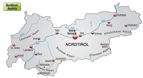 Mapa online de Tirol — Archivo Imágenes Vectoriales