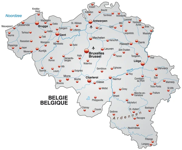 La carte de Belgique — Image vectorielle