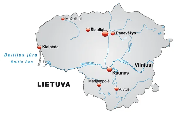 Karta över Litauen — Stock vektor