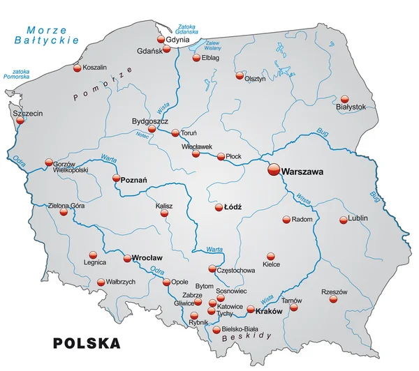 El mapa de Polonia — Vector de stock