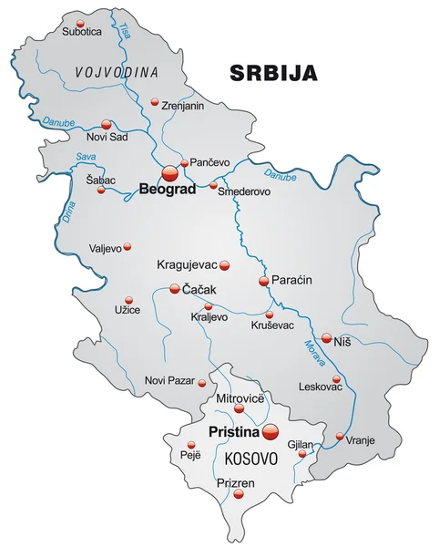 Mapa online de Serbia — Vector de stock