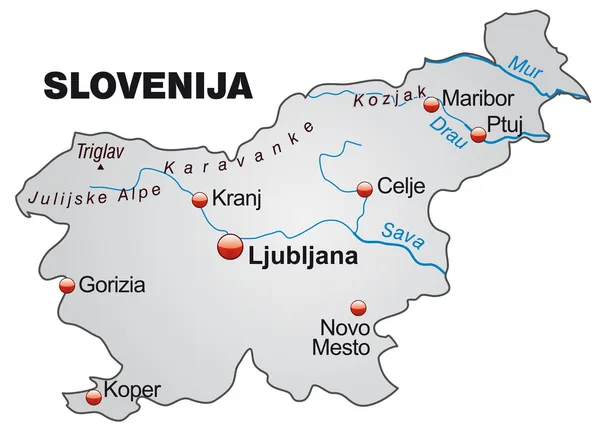 Kaart van Slovenië — Stockvector