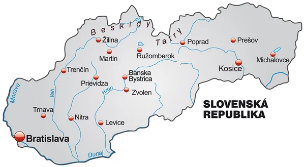 Karta över Slovakien — Stock vektor