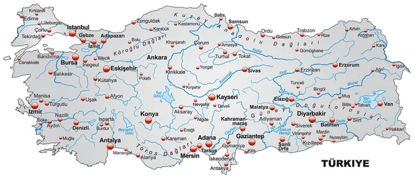 Mapa da Turquia — Vetor de Stock