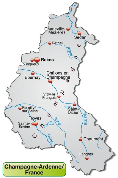 O mapa de Champagne-Ardenne — Vetor de Stock