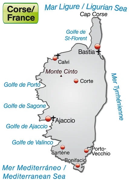 Mapa Korsiky — Stockový vektor