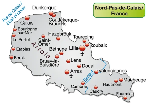 La carte de Nord-pas-de-calais — Image vectorielle