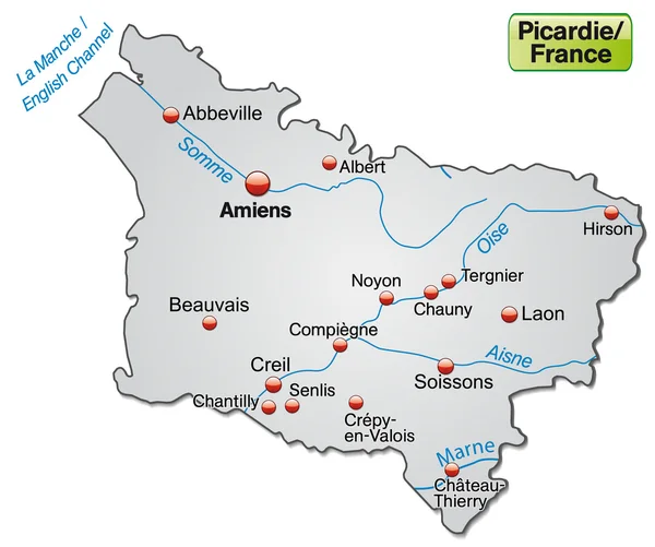 La mappa di picardie — Vettoriale Stock