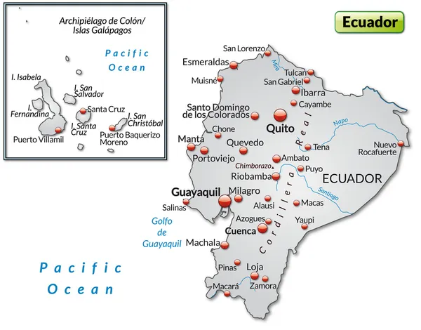 Kaart van ecuador — Stockvector
