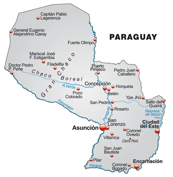 El mapa de Paraguay — Archivo Imágenes Vectoriales