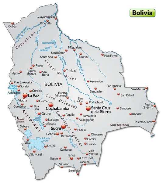 Mapa online de Bolivia — Archivo Imágenes Vectoriales