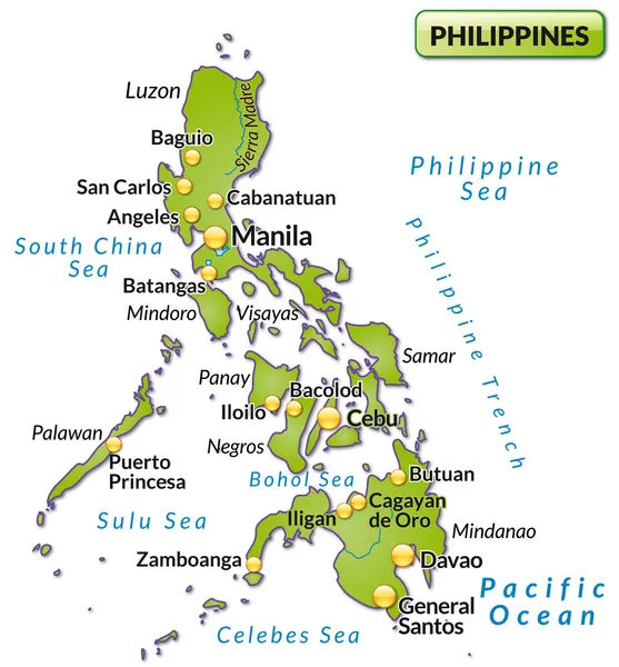 Mapa de philippines — Vector de stock