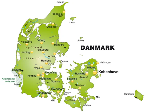 Karta över Danmark — Stock vektor