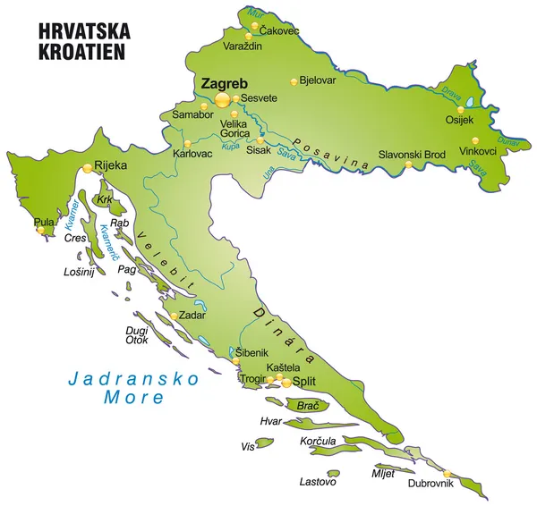 El mapa de Croacia — Vector de stock