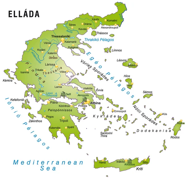ग्रीस का नक्शा — स्टॉक वेक्टर