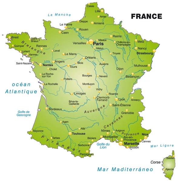 Mapa de Francia — Vector de stock