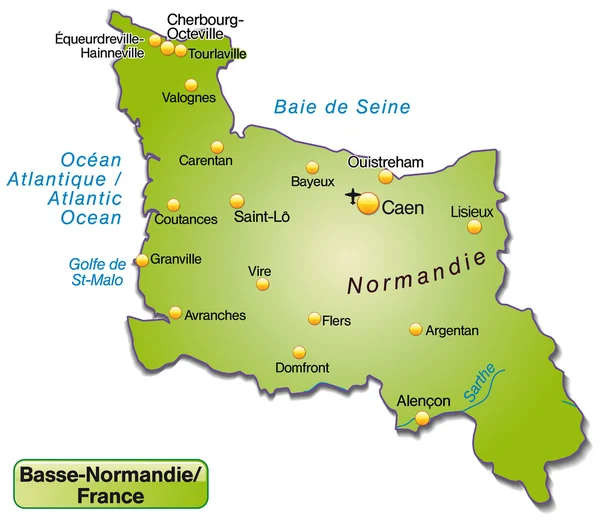 Mapa Dolní Normandie — Stockový vektor