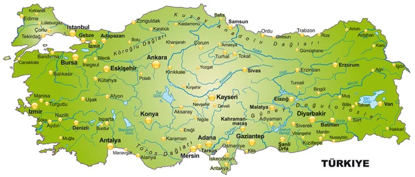 トルコ地図 — ストックベクタ