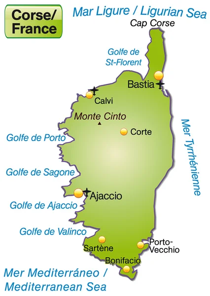 Kort over Korsika – Stock-vektor