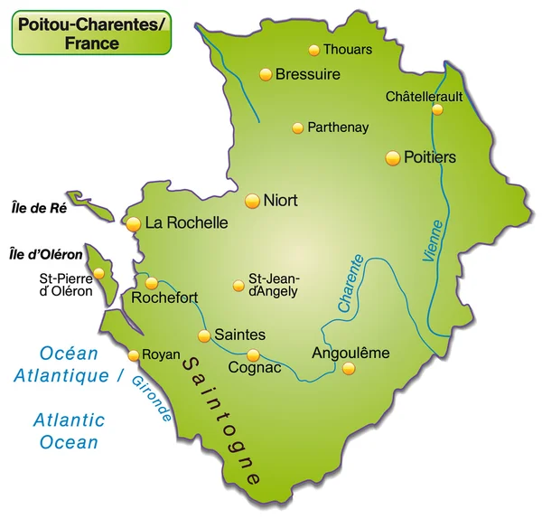 Map of Poitou-Charentes — Stock Vector
