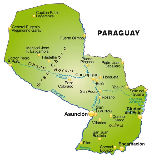 El mapa de Paraguay — Vector de stock