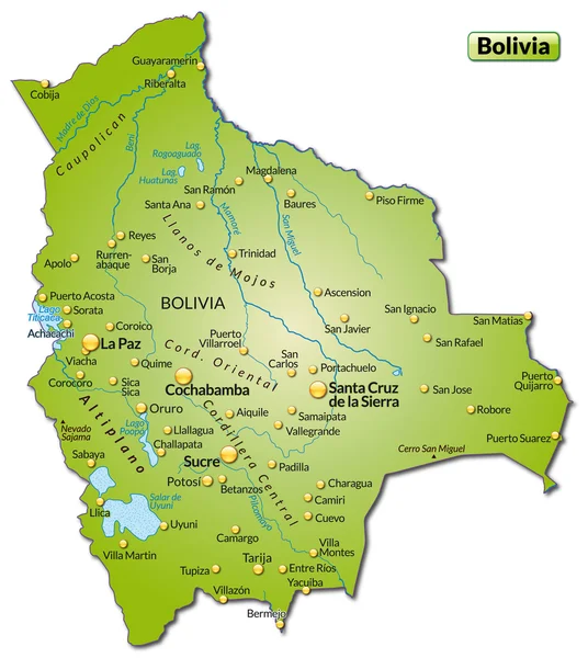 Mapa online de Bolivia — Vector de stock