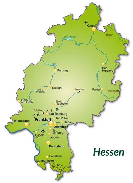 Mapa Hesenska — Stockový vektor