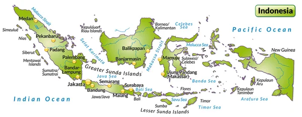 Indonézia térképe — Stock Vector