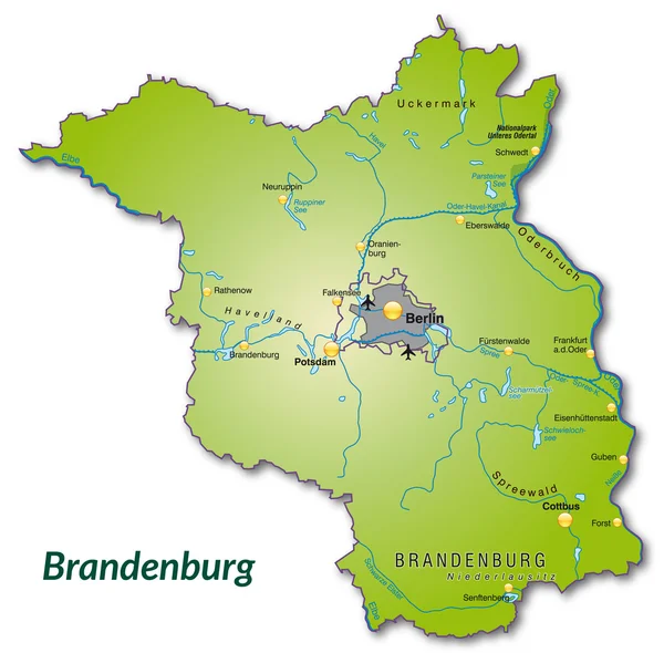 Mapa online de Brandeburgo — Vector de stock