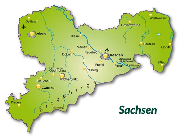 Mapa da Saxônia —  Vetores de Stock