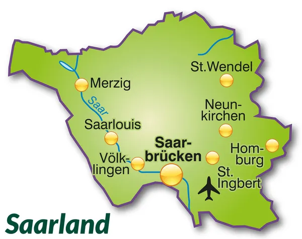 O mapa de Sarre —  Vetores de Stock