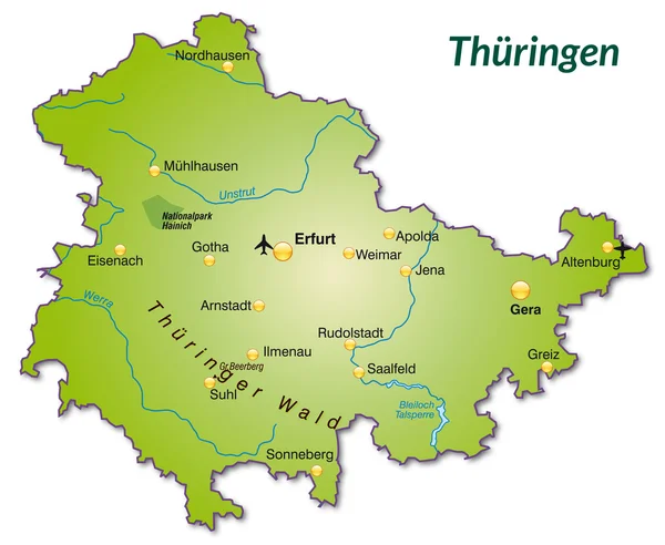 El mapa de Turingia — Archivo Imágenes Vectoriales