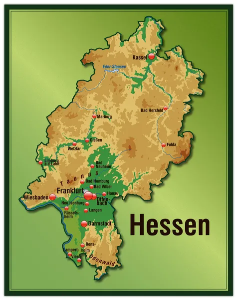 Mapa Hesenska — Stockový vektor