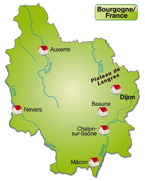 La carte de Bourgogne — Image vectorielle