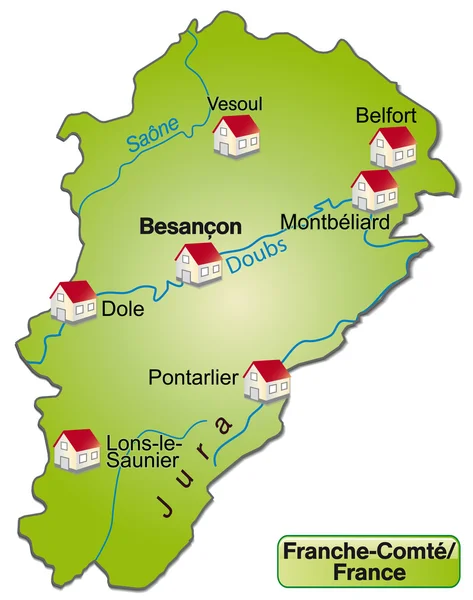 Mapa de Franche-Comte — Archivo Imágenes Vectoriales