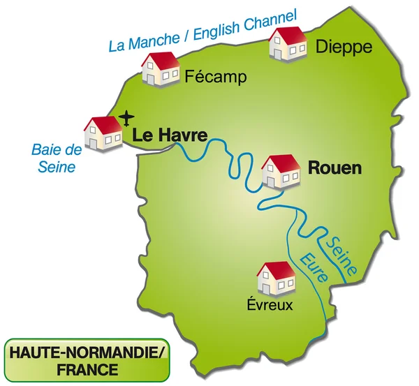 Yukarı Normandiya Haritası — Stok Vektör