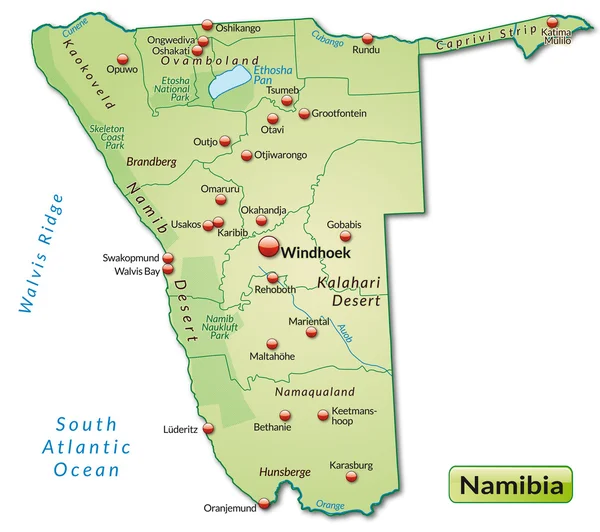 Kaart van Namibië — Stockvector