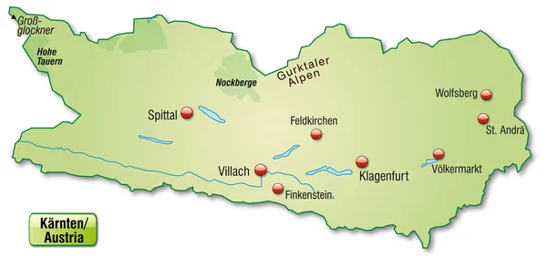 Mapa online de kaernten — Archivo Imágenes Vectoriales