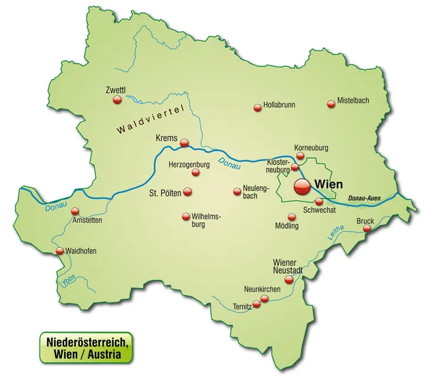 Kaart van Neder-Oostenrijk — Stockvector