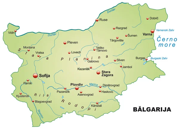 Karta över Bulgarien — Stock vektor