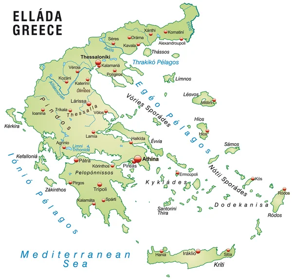 ग्रीस का नक्शा — स्टॉक वेक्टर