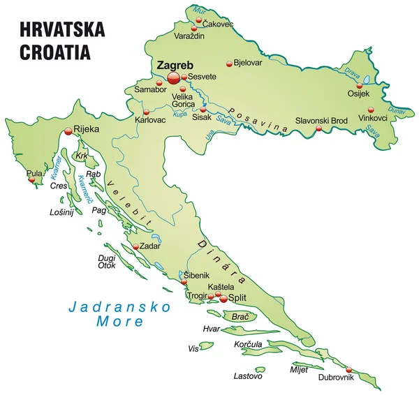 El mapa de Croacia — Archivo Imágenes Vectoriales