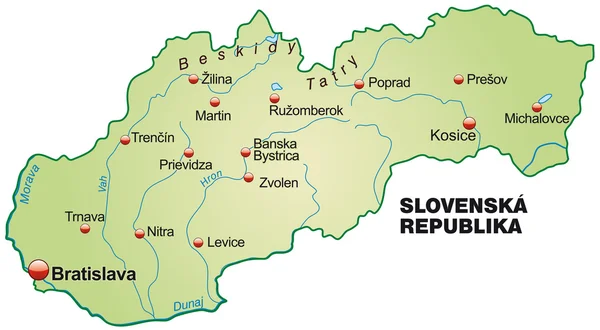 La mappa di Slovacchia — Vettoriale Stock