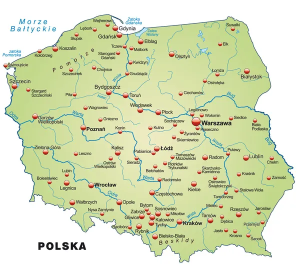 Mapa Polski — Wektor stockowy