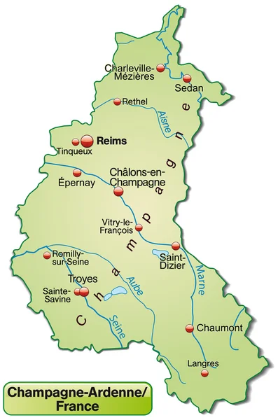 Mapa de Champagne-Ardenne — Archivo Imágenes Vectoriales