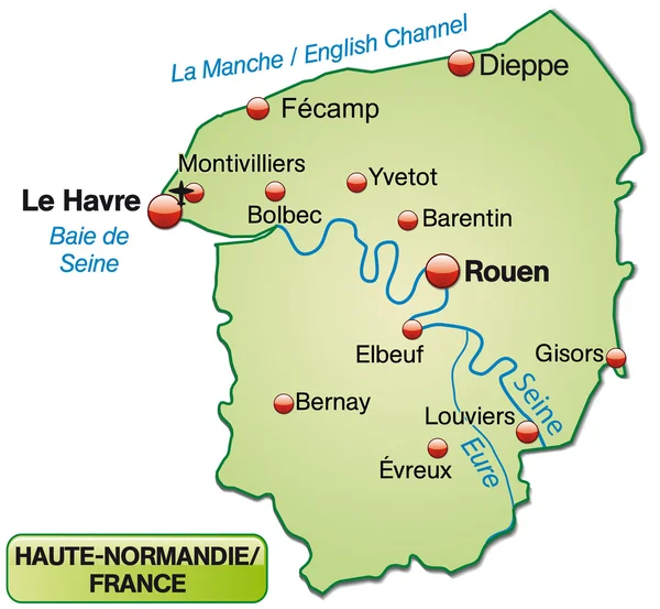 Yukarı Normandiya Haritası — Stok Vektör