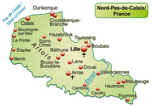 La carte de Nord-pas-de-calais — Image vectorielle