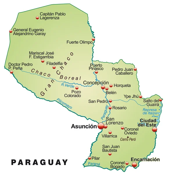 Χάρτης της Παραγουάης — Διανυσματικό Αρχείο