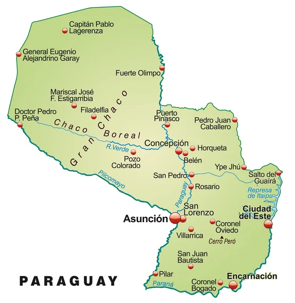 El mapa de Paraguay — Archivo Imágenes Vectoriales